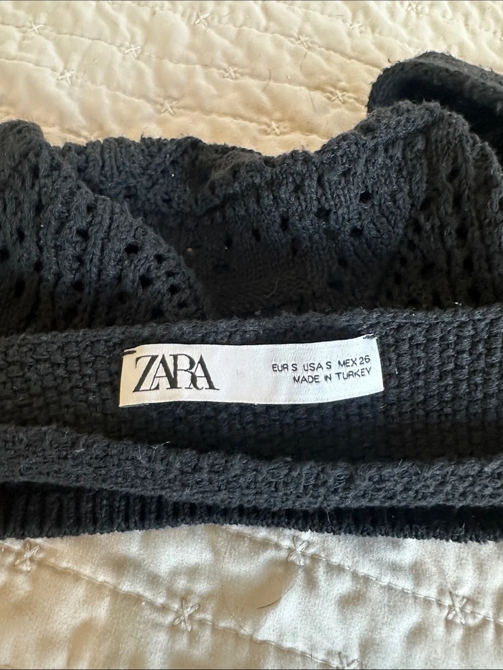 Zara Black Crochet Square-Neck Women’s Top
